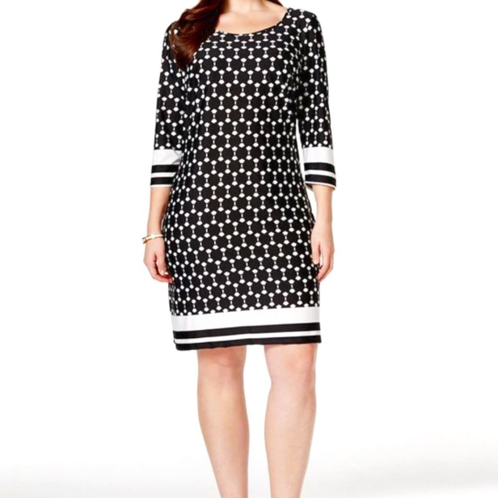 NY COLLECTION-PRINTED SHEATH DRESS